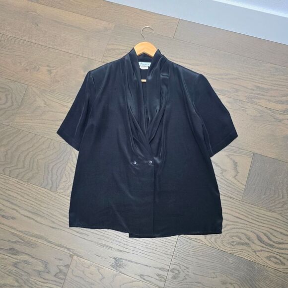 Frenzo Vintage 80s Half Sleeve Blazer Blouse in Black - Picture 6 of 12